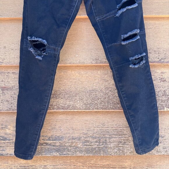 Telepatia Black Distressed High-Waist Jeggings Size 7/28  Womens Stretch Denim P - Picture 5 of 12